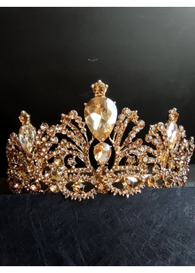 Ефектна кристална корона за официални събития в златно - Golden Dreams